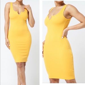 Ribbed bodycon dress (yellow)